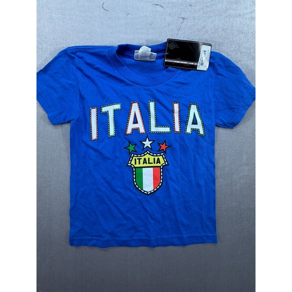 NWT Mad Engine Italy Soccer Kid Shirt Size Medium Blue